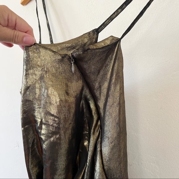 Free People Twist of Gold Mini Dress sz 2 - Picture 6 of 9